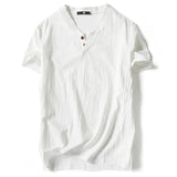 Remera lino Manga Corta Verano Solida Talles Grandes Hombre