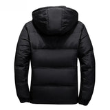 Campera Hombre Plumas Blanca con Capucha Invierno