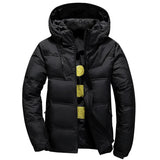Campera Hombre Plumas Blanca con Capucha Invierno