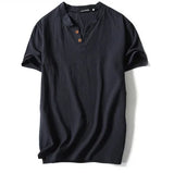 Remera lino Manga Corta Verano Solida Talles Grandes Hombre