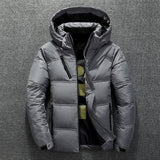 Campera Hombre Plumas Blanca con Capucha Invierno