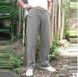 Pantalón de Lino para hombres. Pantalones de pierna ancha. Jogging Oversize.