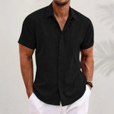 Camisa de lino y algodón holgada informal a la moda para hombre.