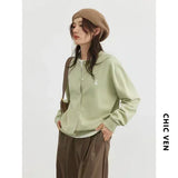 CHIC VEN Women T-Shirts New Multi Color Option Simple Solid Rabbit Embroidery Knitted Cardigan Sweater Autumn Spring 2025