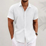 Camisa de lino y algodón holgada informal a la moda para hombre.