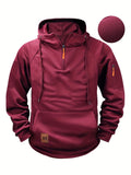 New Multi Pocket Zipper Fleece Dropped Shoulder Hooded Sweatshirt Men's Women's Plus Size Loose Pullover Fashion Sweatshirt