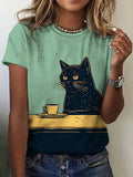 (sólo 50 en Promo!) Camiseta Remera en V Gatos Cat Women's