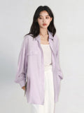 CHIC VEN Women Shirts Solid Single Breasted Long Sleeves Loose Slightly Wrinkled Coat Thin Female Blouses Spring Summer 2025