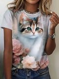 (sólo 50 en Promo!) Camiseta Remera en V Gatos Cat Women's