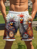 Shorts de playa hombre caricaturas pollos