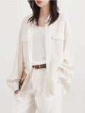 CHIC VEN Women Shirts Solid Single Breasted Long Sleeves Loose Slightly Wrinkled Coat Thin Female Blouses Spring Summer 2025
