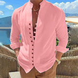 Camisa casual holgada de manga larga para hombre