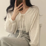 Blusa Tejida Corta con Cintas