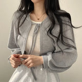 Blusa Tejida Corta con Cintas