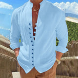 Camisa casual holgada de manga larga para hombre