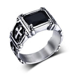 Anillo Cruz con Piedra Roja - Delicado y Moderno