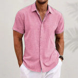 Camisa de lino y algodón holgada informal a la moda para hombre.