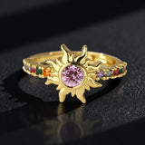 Anillo Sol Retro - Dorado Antiguo para Mujer