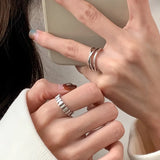 Anillo Cruz Doble Capa Plata 925 - Retro Minimalista