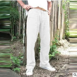 Pantalón de Lino para hombres. Pantalones de pierna ancha. Jogging Oversize.