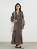CHIC VEN Women Dress Sets Stripe Shirt Loose Casual Long Sleeve Sunscreen Blouses Camisole V-neck Dresses Spring Autumn 2025