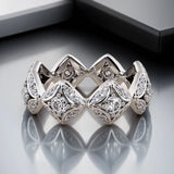 Anillo Geometrico con Zircon Blanco - Plata para Mujer