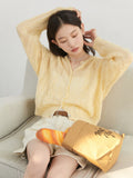 CHIC VEN Female Cardigan Loose Casual Mohair Hollow Knitted Sweaters Female Short Jumpers Spring Summer 2025 Tops