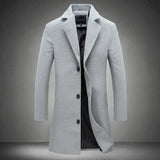 Sobretodo Hombre Largo Paño Mezcla de Lana Business Casual