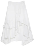 CHIC VEN Women Skirts High Waisted Irregular Ruffled Edge Skirt A-line Medium Length Female Fishtail Skirt Summer 2024