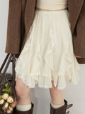CHIC VEN Korean Women Skirts A Line Loose Casual New High Waist Irregular Lace Half Length Female Skirt Spring Summer 2025