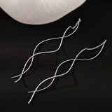 Aros Largos Ondulados - Plata 925 Colgante Tassel