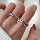 Anillo Cruz Doble Capa Plata 925 - Retro Minimalista