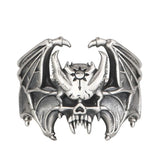 Anillo Calavera con Murcielago - Punk Halloween Ajustable
