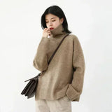 CHIC VEN Fashion Women's Loose Turtleneck Sweaters Warm Solid Pullover Knitwear Basic Female Jumpers Autumn Winter 2025