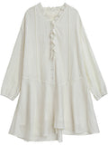 CHIC VEN Women Dresses Loose Casual V-neck Ruffled Long Sleeve Female Long Dress Design A-line Spring Summer 2025