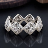 Anillo Geometrico con Zircon Blanco - Plata para Mujer