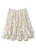 CHIC VEN Korean Women Skirts A Line Loose Casual New High Waist Irregular Lace Half Length Female Skirt Spring Summer 2025
