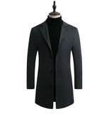 Sobretodo Hombre Largo Paño Mezcla de Lana Business Casual