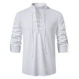 Camisa Blusa de lino y algodón de manga larga para hombre