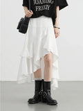 CHIC VEN Women Skirts High Waisted Irregular Ruffled Edge Skirt A-line Medium Length Female Fishtail Skirt Summer 2024