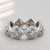 Anillo Geometrico con Zircon Blanco - Plata para Mujer