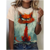 (sólo 50 en Promo!) Camiseta Remera en V Gatos Cat Women's