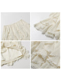 CHIC VEN Korean Women Skirts A Line Loose Casual New High Waist Irregular Lace Half Length Female Skirt Spring Summer 2025