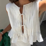 Blusa Corta sin Mangas con Cintas