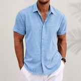 Camisa de lino y algodón holgada informal a la moda para hombre.