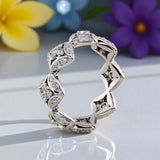 Anillo Geometrico con Zircon Blanco - Plata para Mujer