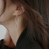 Aros Largos Ondulados - Plata 925 Colgante Tassel