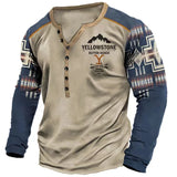 Camiseta vintage de manga larga para hombre, estilo urbano, con estampado 3D.