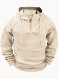 New Multi Pocket Zipper Fleece Dropped Shoulder Hooded Sweatshirt Men's Women's Plus Size Loose Pullover Fashion Sweatshirt