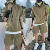 Conjunto Camiseta Sudadera con Capucha y Shorts Cargo Unisex Hombre